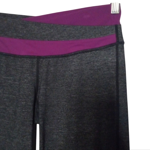 Lululemon Purple Gray Crossover Waist Band Wide Cropped Astro Leggings Size 6 - Picture 5 of 7